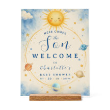 Hier Komt de Zoon BabyBoy Shower Print Houten Blok