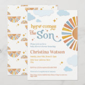 Hier komt de zoon - babyshower uitnodiging (Voorkant / Achterkant)