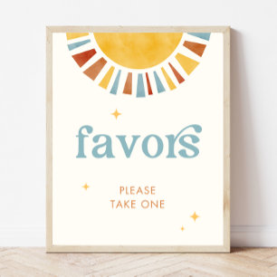 Hier komt de zoon Boho Baby Shower Favorieten Bord Poster