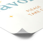 Hier komt de zoon Boho Baby Shower Favorieten Bord Poster (Hoek)