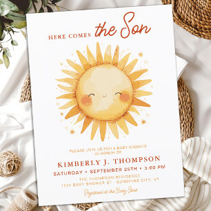 Hier Komt De Zoon Cute Sunshine Boy Baby Shower Uitnodiging Briefkaart