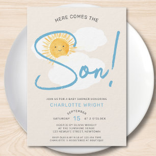 Hier Komt De Zoon Jongens Baby Borrel Kaart