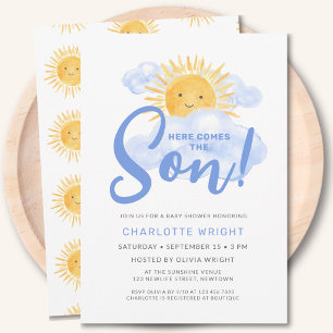 Hier Komt De Zoon Jongens Baby Shower Kaart