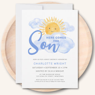 Hier Komt De Zoon Jongens Baby Shower Kaart