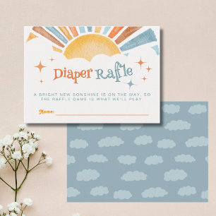 Hier Komt de Zoon Jongens Baby Shower Luier Raffle Informatiekaartje