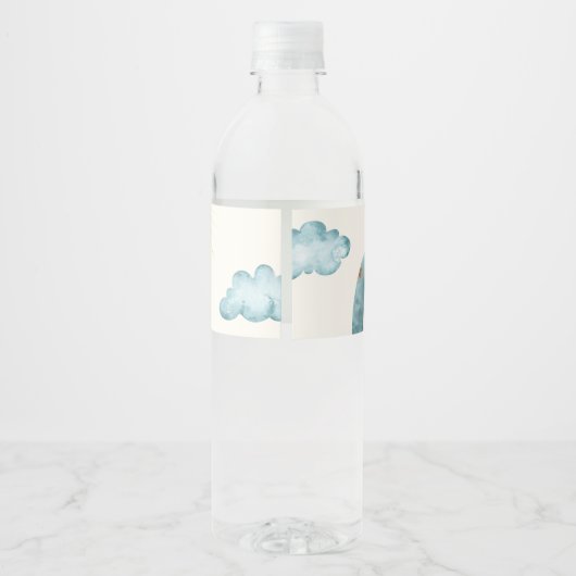 Hier komt de zoon Retro Waterfles Etiket (Achterkant)