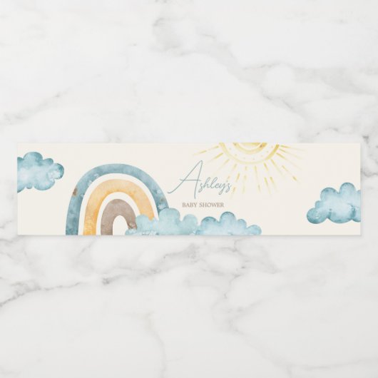 Hier komt de zoon Retro Waterfles Etiket (Enkel label)