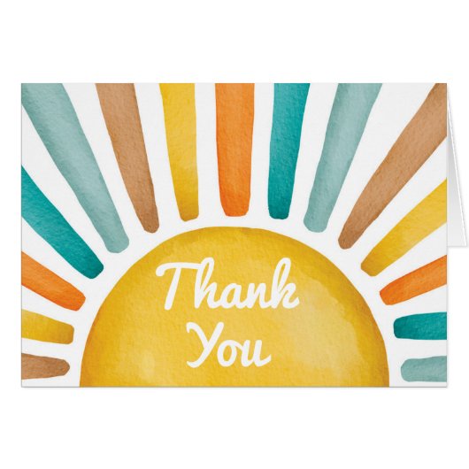 Hier komt de zoon retro zonneschijn bedankje (Voorkant Horizontaal)