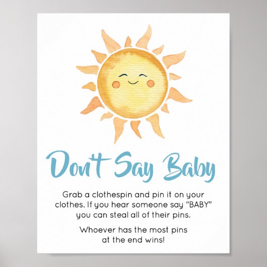 Hier komt de Zoon Schattigee Zon Zeg geen Baby Poster (Voorkant)