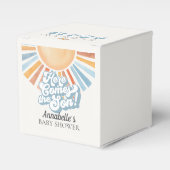 Hier komt de zoon Sunshine Boy Baby shower gunst Bedankdoosjes (Voorkant Zijde)