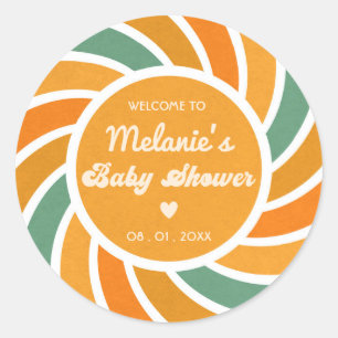 Hier komt de zoon Sunshine Groovy Leuke Retro Ronde Sticker