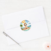 Hier Komt de Zoon Tropische Babyborrel Ronde Sticker (Envelop)