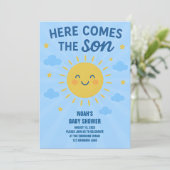 "Hier komt de zoon" Verticale Uitnodiging Kaart (Staand voorkant)