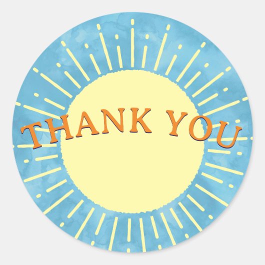 Hier komt de zoon Waterverf Baby shower gewoonte Ronde Sticker (Voorkant)