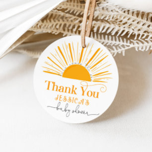 Hier komt de zoon zon baby shower bedankjes labels