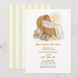 Hier Komt de Zoon! Zonnebaby Shower voor Jongen Kaart