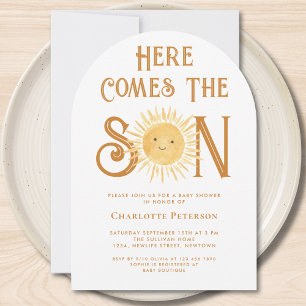 Hier Komt De Zoon Zonneschijn Baby Shower Boog Kaart