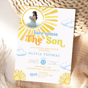 Hier Komt De Zoon Zonneschijn Baby Shower Uitnodig Kaart