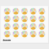 Hier komt die! Retro Boho Sun 1e verjaardag Ronde Sticker (Vel)