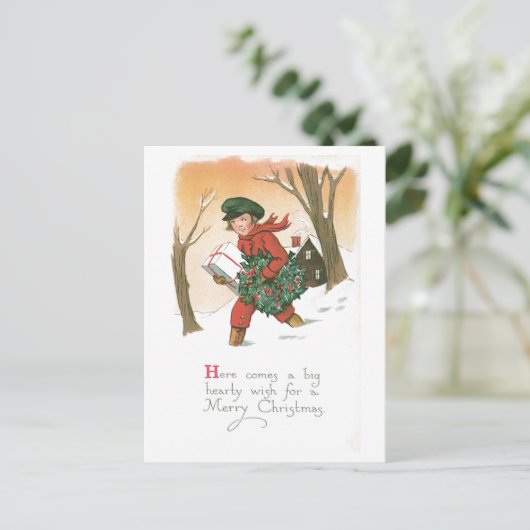 Hier komt een hartige wens briefkaart (Staand voorkant)