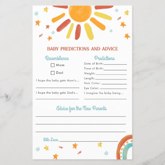 Hier komt het advies van Son Baby shower Predictio Flyer (Voorkant)