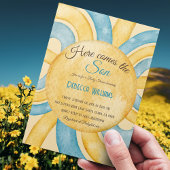 Hier komt het Baby shower Son Yellow Blue Rays Kaart