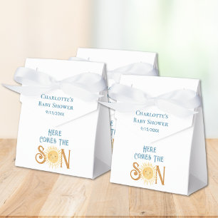 Hier komt het Baby shower van de jongen Bedankdoosjes