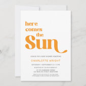 Hier komt het Baby shower van de zon Kaart (Voorkant)