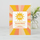 Hier komt het Baby shower van de zoon Kaart (Staand voorkant)