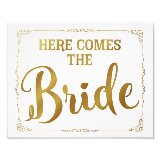 hier komt het bruidkoolgebaar goud . foto afdruk (Voorkant)