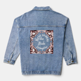 Hier komt het bruidsboog Vrijgezellenfeest cadeau Denim Jacket