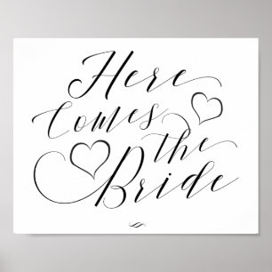 Hier komt het Kind van de Bride Verwerkte Weddensc Poster