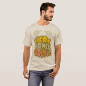 hier komt het probleem, grappige slogan tegen shir t-shirt (Voorkant volledig)