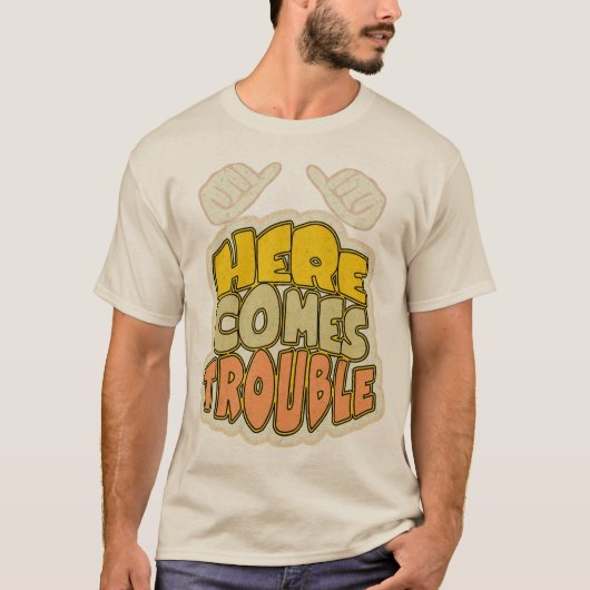 hier komt het probleem, grappige slogan tegen shir t-shirt (Voorkant)