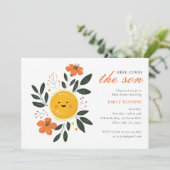 Hier komt het Son Baby shower Kaart (Staand voorkant)