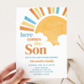 Hier komt het Son Baby shower Kaart