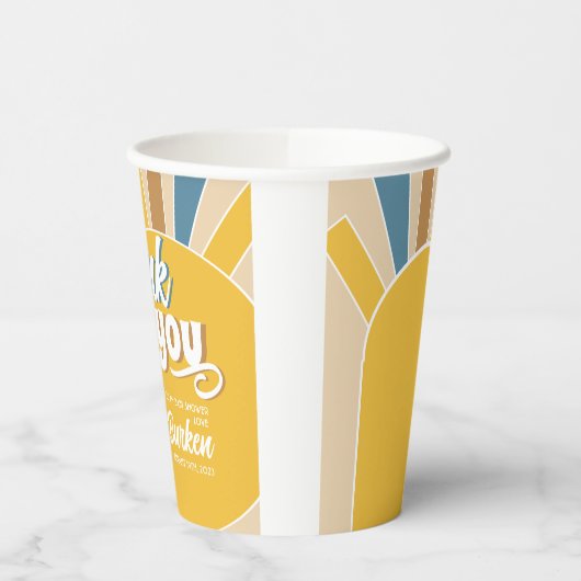 Hier komt het Son Baby shower Papieren Bekers (Links)