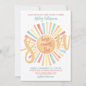 Hier komt het Son Boho Baby shower Kaart (Voorkant)