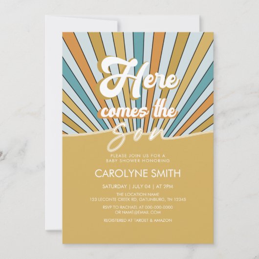 Hier komt het Son Boho Baby shower Kaart (Voorkant)