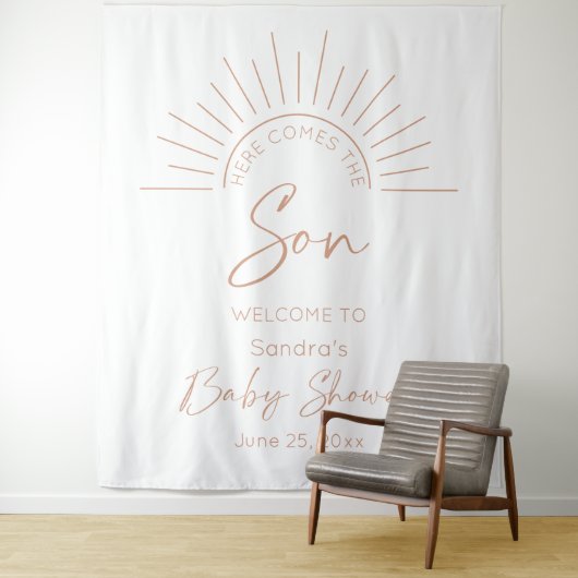 Hier komt het Son Boho Baby shower Wandkleed (In situ)