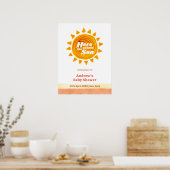 Hier komt het Son Boho Baby shower welkom Poster (Keuken)