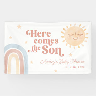 Hier komt het Son Boho Baby shower Welkom Spandoek