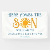 Hier komt het Son Boho Sunshine Baby shower Spandoek (Horizontaal)