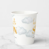 Hier komt het Son Boy Baby shower Papieren Bekers (Links)
