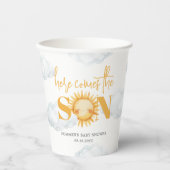 Hier komt het Son Boy Baby shower Papieren Bekers (Voorkant)