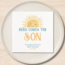 Hier komt het Son Boy Baby shower Servet