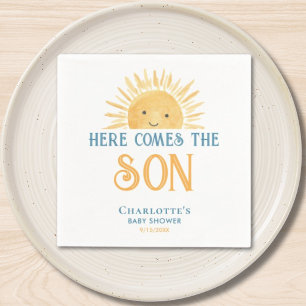 Hier komt het Son Boy Baby shower Servet