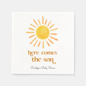 Hier komt het Son Boy Baby shower Servet (Voorkant)