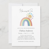 Hier komt het Son Rainbow Sunshine Baby shower Kaart (Voorkant)