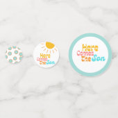 Hier komt het Son retro baby shower Confetti (Voorkanten)